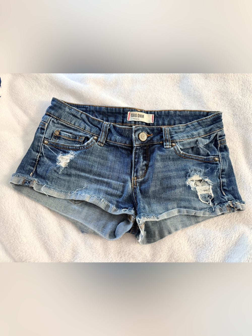Women's Blue Distressed Denim Short Shorts